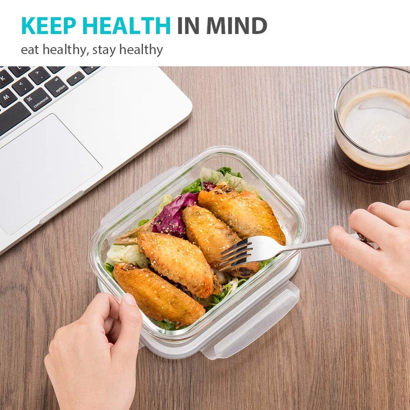 Bayco 6 Pack Glass Meal Prep Containers, Glass Food Storage Containers with Lids, Airtight Lunch Bento Boxes, Leak Proof (6 lids & 6 Containers) - Image 5